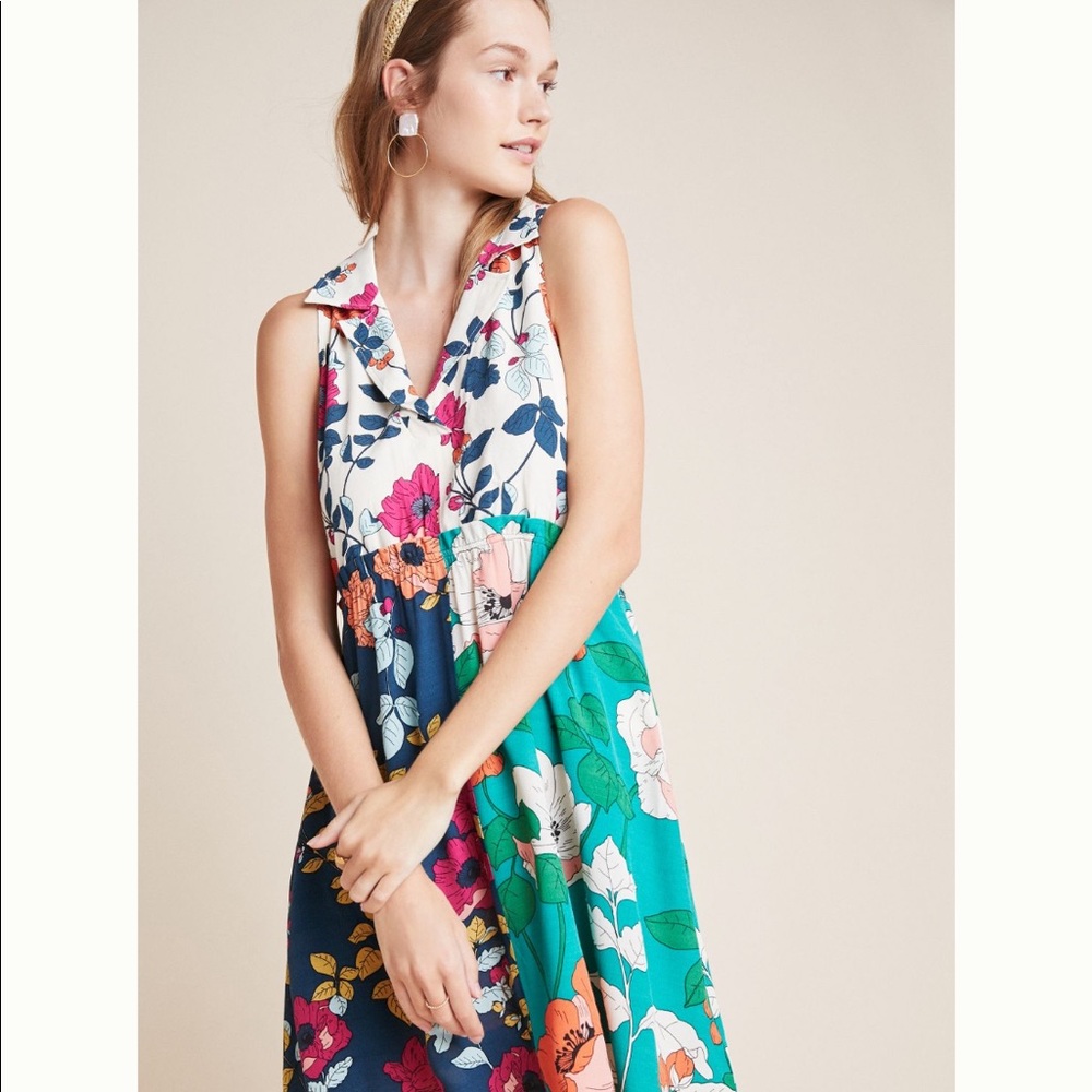 Anthropologie Dinah Collared Halter Tunic Dress